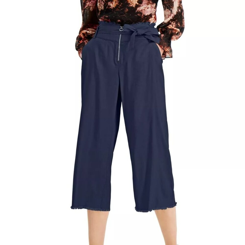 INC International Concepts Women Frayed Zip-Front Culottes Wide Leg Pants Sz 2‎